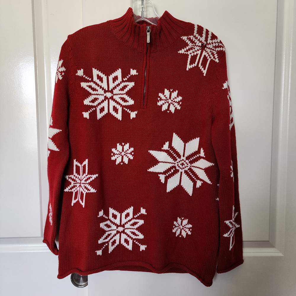 Jones New York Sport Red Snowflake Sweater